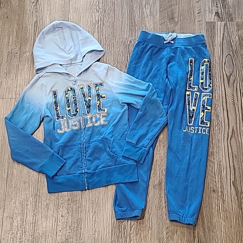 Justice Love Matching Front Zip Sweatshirt with Joggers Size 7